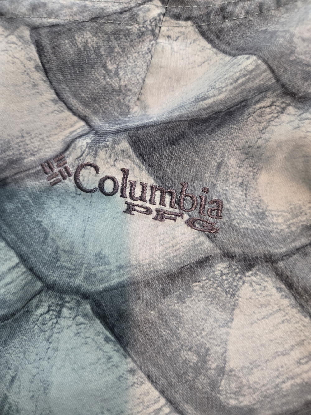 Columbia Men's Wave-Print Hybrid Shorts in Light Gray & Blue - Picture 3 of 5
